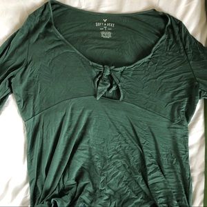 Green American Eagle Soft and Sexy Tie long Sleeve